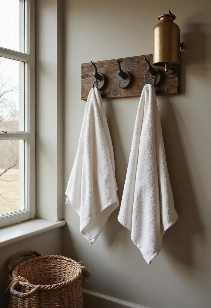 30+ Small Rustic Bathroom Ideas Full of Warm Country Charm 91 30+ Small Rustic Bathroom Ideas Full of Warm Country Charm - 17. Stylish Wall Hooks