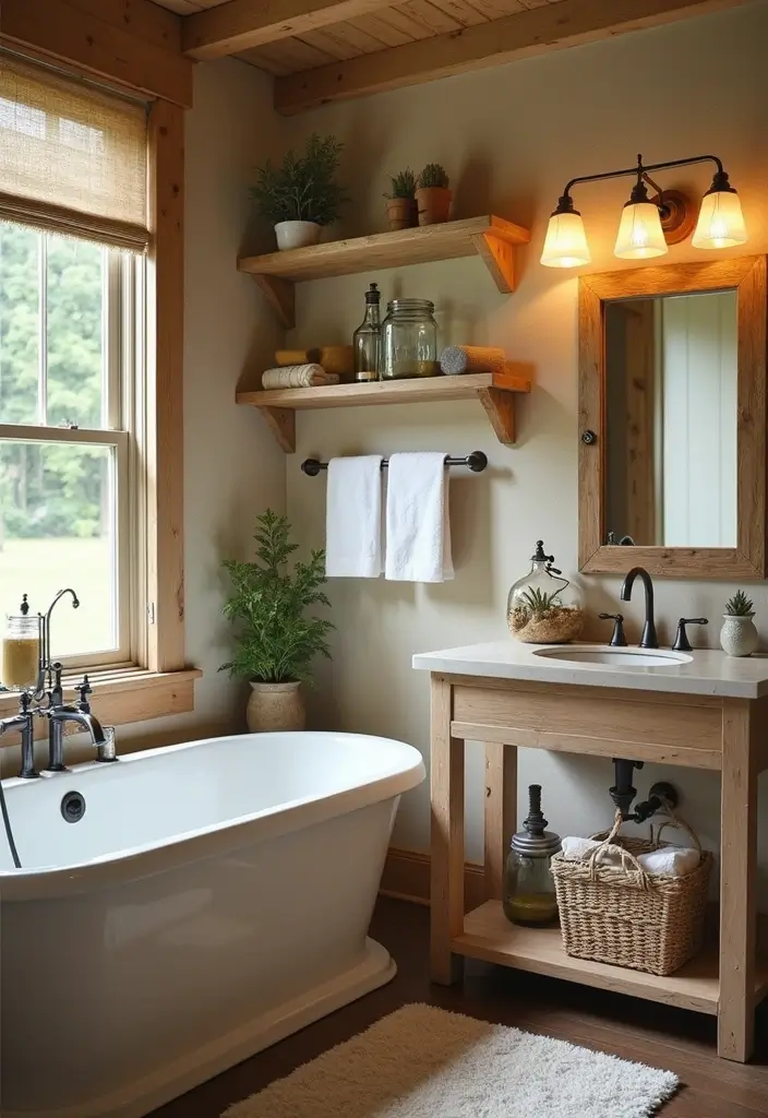 30+ Small Rustic Bathroom Ideas Full of Warm Country Charm 98 30+ Small Rustic Bathroom Ideas Full of Warm Country Charm - 18. Mason Jar Decor