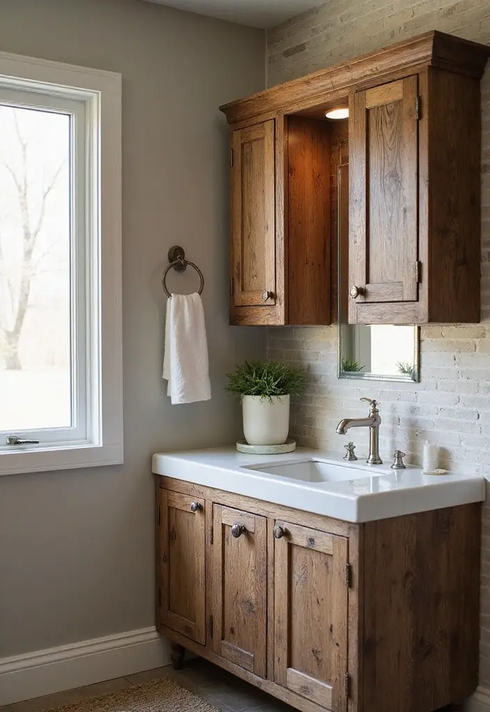 30+ Small Rustic Bathroom Ideas Full of Warm Country Charm 152 30+ Small Rustic Bathroom Ideas Full of Warm Country Charm - 26. Rustic Wall Cabinets