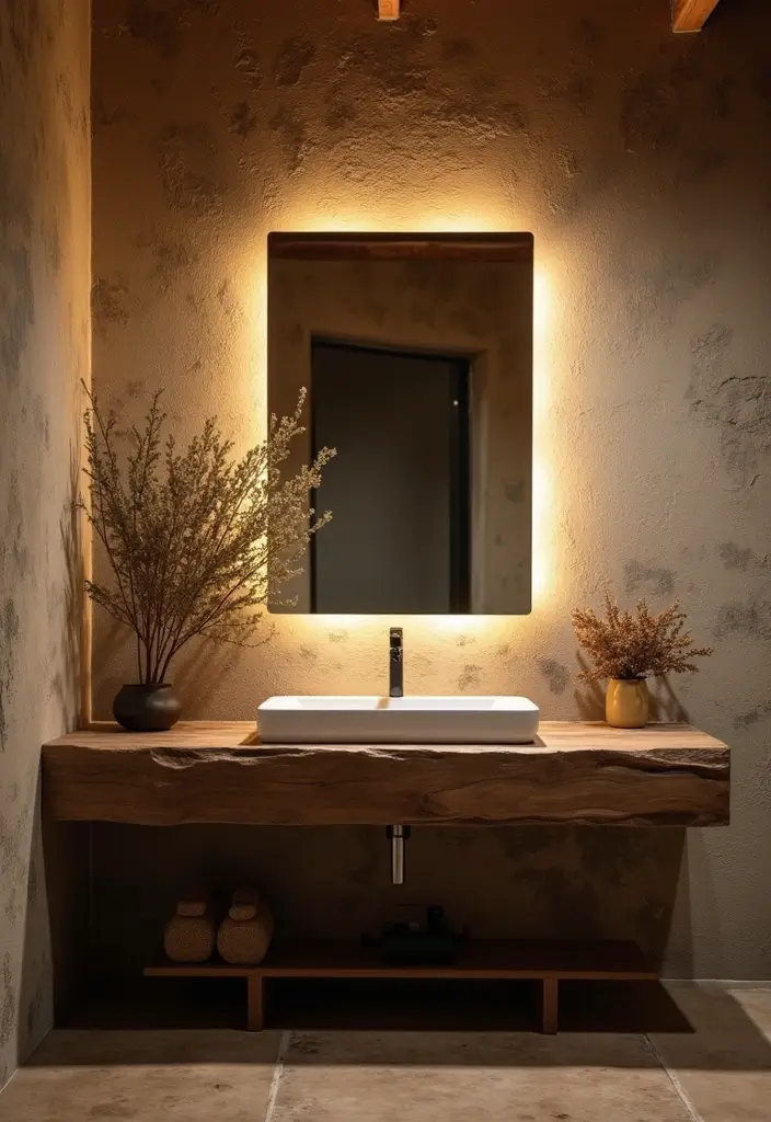 30+ Small Rustic Bathroom Ideas Full of Warm Country Charm 166 30+ Small Rustic Bathroom Ideas Full of Warm Country Charm - 28. Well-Placed Lighting Mirrors