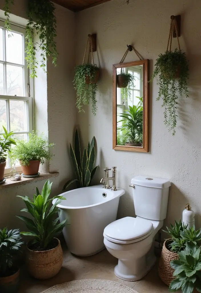 30+ Small Rustic Bathroom Ideas Full of Warm Country Charm 171 30+ Small Rustic Bathroom Ideas Full of Warm Country Charm - 29. Simple Greenery Touches