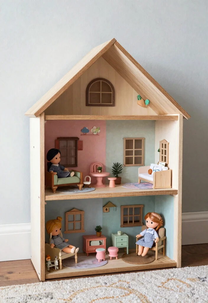 10 Doll Storage Ideas to Keep Play Areas Tidy 4. DIY Dollhouse Storage 0