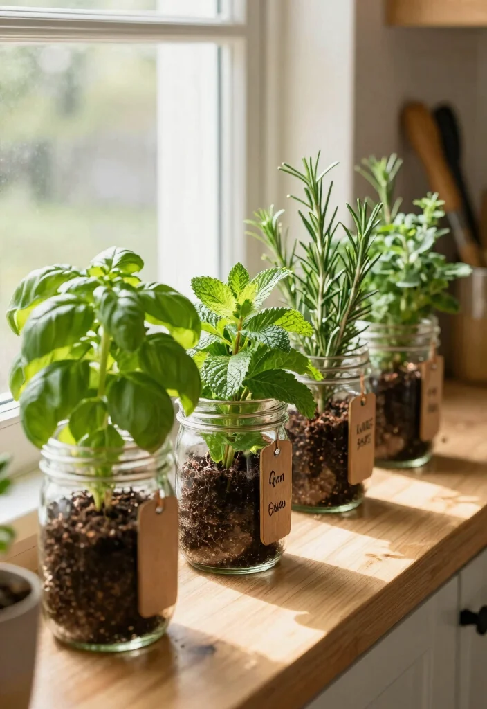 10 Mason Jar Storage Ideas for Creative Organization 1. Herb Garden in a Jar 0