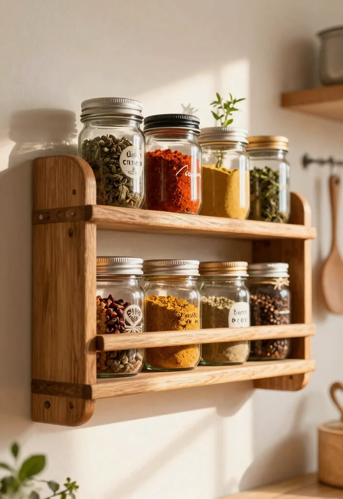 10 Mason Jar Storage Ideas for Creative Organization 2. DIY Spice Rack 0