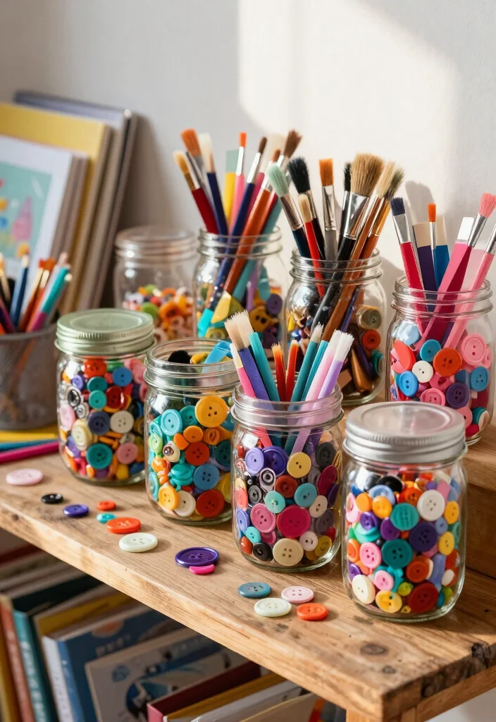10 Mason Jar Storage Ideas for Creative Organization 3. Craft Supply Organization 0