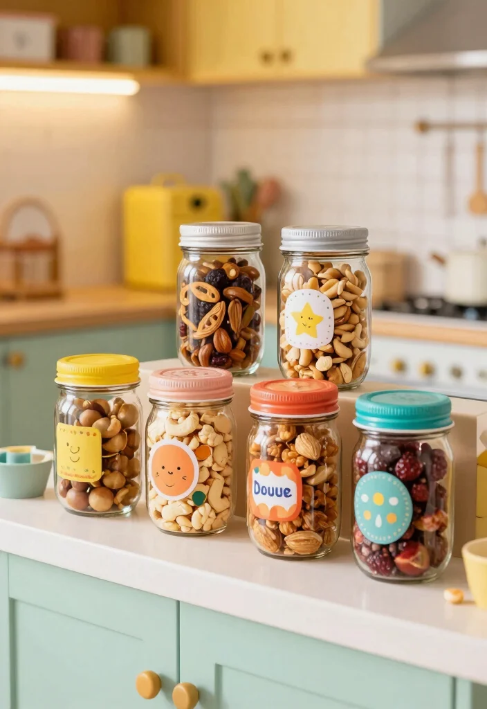 10 Mason Jar Storage Ideas for Creative Organization 7. Snack Jars for Kids 0