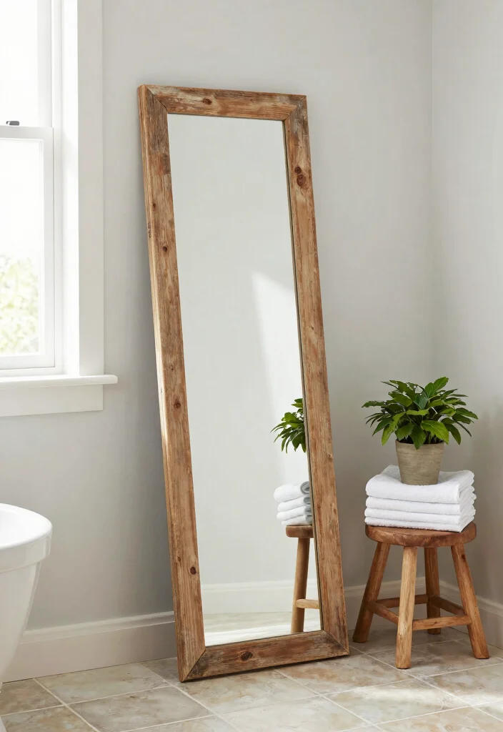10 Mirror Bathroom Ideas to Reflect Light 2. Vintage Leaning Mirrors 0