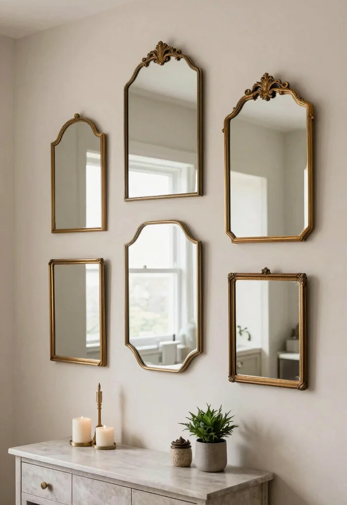 10 Mirror Bathroom Ideas to Reflect Light 7. Vintage Mirror Accents on Walls 0