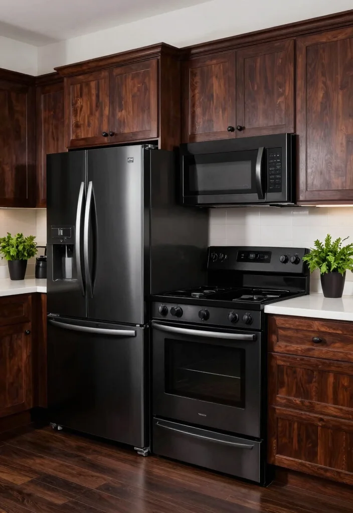 9 Gothic Kitchen Ideas with Dark Dramatic Style 5. Black Stainless Steel Appliances 0